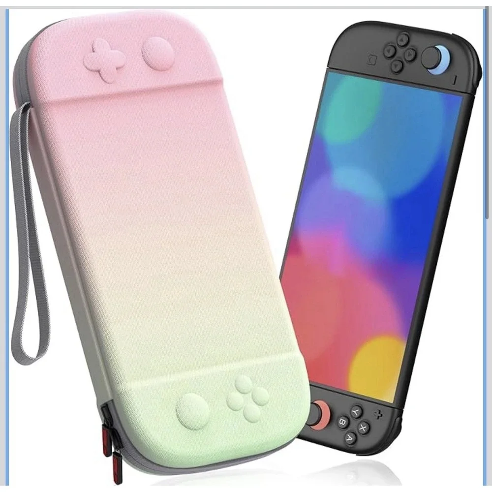 STARTRC GAMES Slim Hard Shell Carrying Case for Nintendo Switch 2 Pink & Green